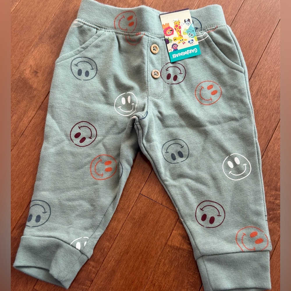 Garanimals Sage Green Smiley Jogger Pants